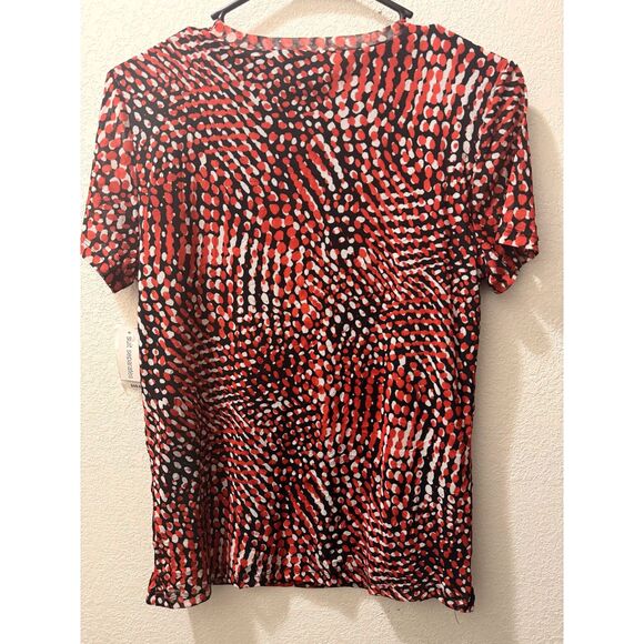 Bar III, "Bisou Red Multi" Abstract Dot Blouse, Size Medium (NWT) - Picture 3 of 6